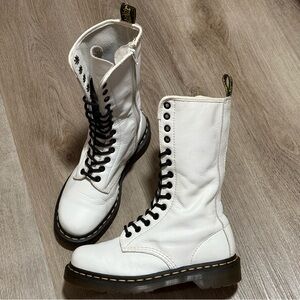 Dr. Martens 1914 Smooth Leather 14 Eye Tall Combat Boots White Women’s Size 6